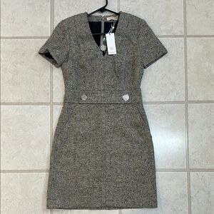 Tory Burch Gray and White Tweed Mini Dress